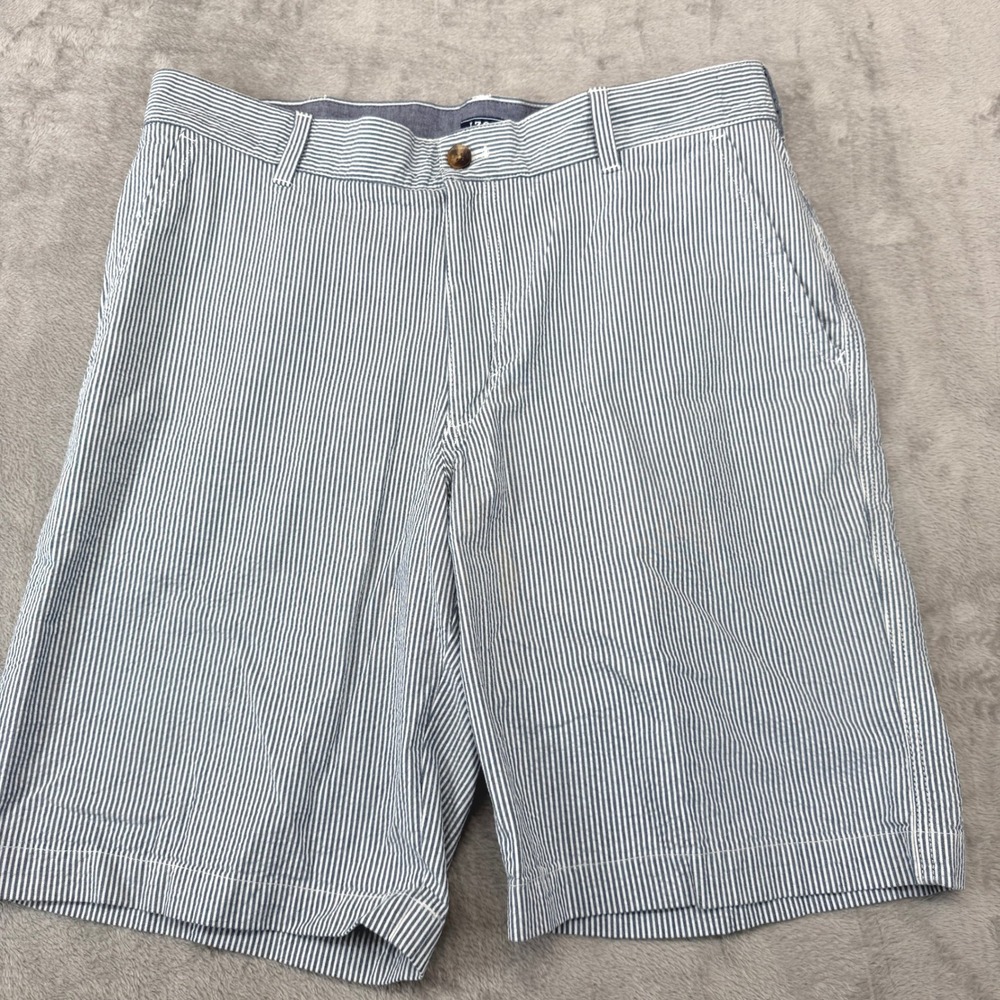 Izod Seersucker Shorts Mens Size 36 Blue White Striped Flat‎ Front Preppy Summer